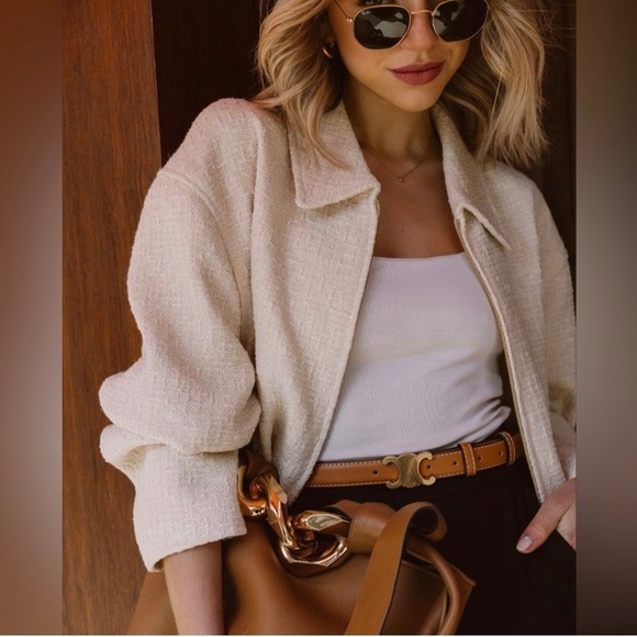 Zara Textured Weave Bomber Jacket NWT - Picture 12 of 17